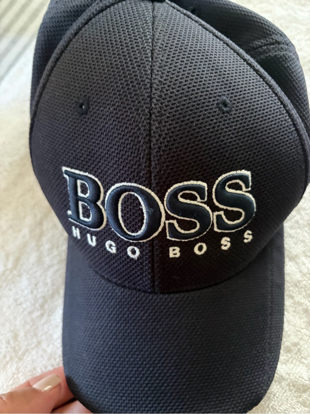 Hugo Boss Navy and White BOSS Embroidered Baseball Cap